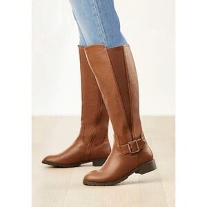 Comfortview Milan Wide Calf Tall boots knee high winter shoes in cognac classy